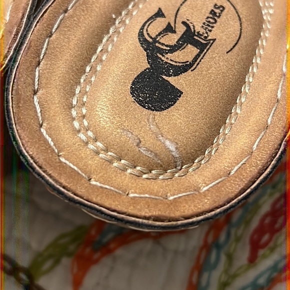 GC womens size 38 (7.5) wedge sandals bronze slip on summer causal church buckle - Picture 4 of 8